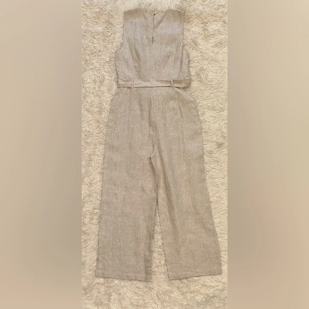 NEW Reformation Naomi Linen Belted Jumpsuit in Oatmeal sz 4